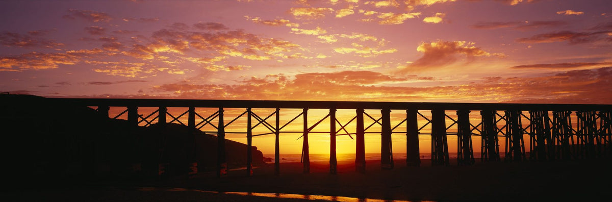 Sunset Pier Silhouette Mural Wallpaper - pure wallpaper artwork