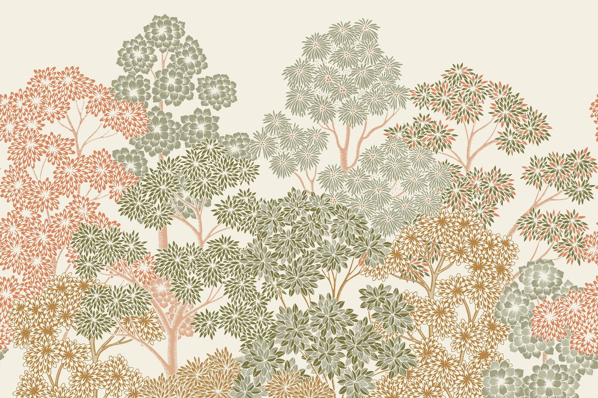Overleaf Woodland, Green Mural Wallpaper - pure wallpaper artwork