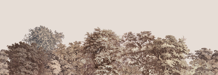 Forest Wallpaper Mural – Woodland Wall Mural – Over the Treetops, Sepia printable artwork