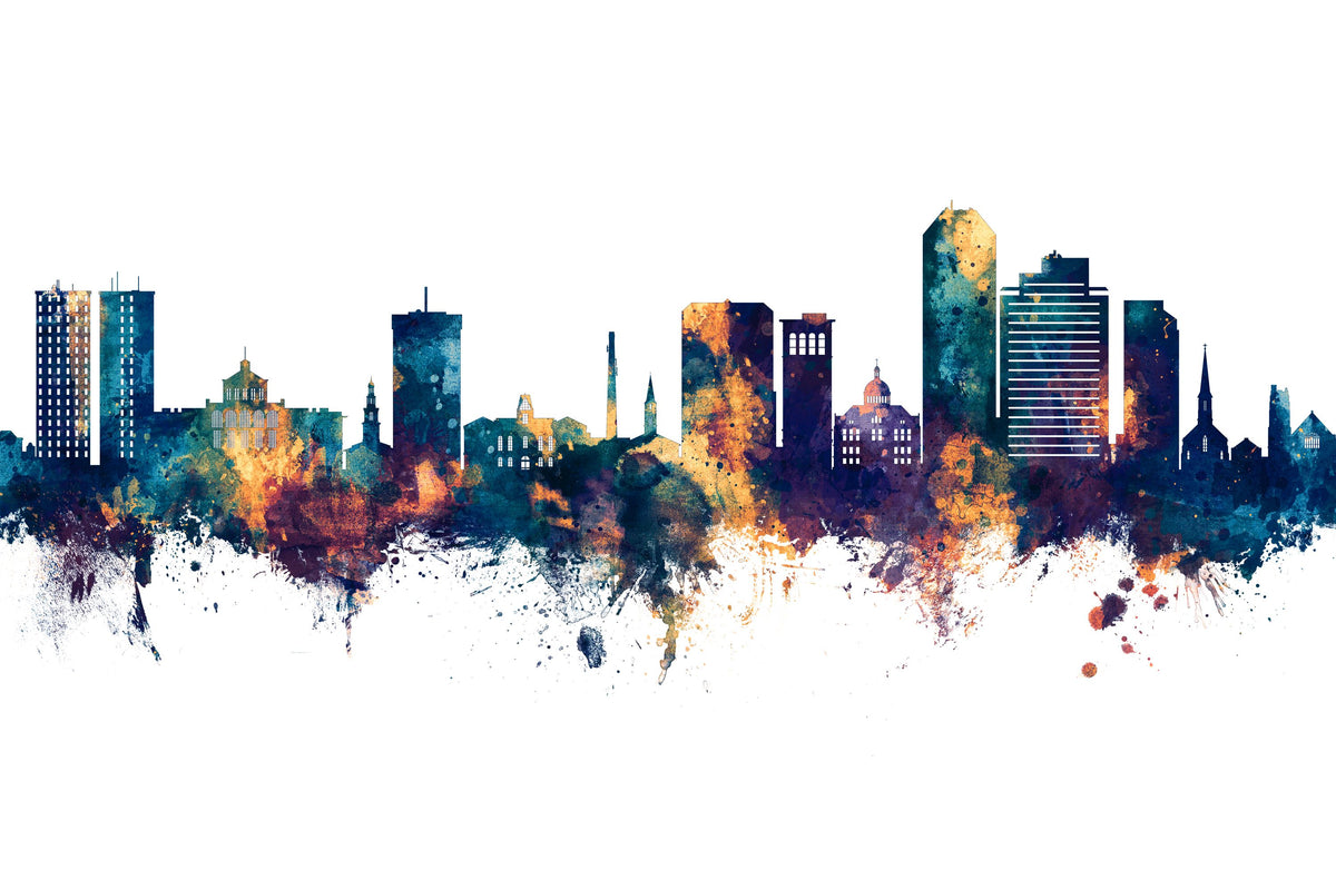 Lexington Kentucky Skyline Blue & Bronze Mural Wallpaper - pure wallpaper artwork