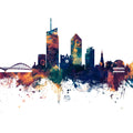 Lyon France Skyline Blue & Bronze Mural Wallpaper - pure wallpaper artwork
