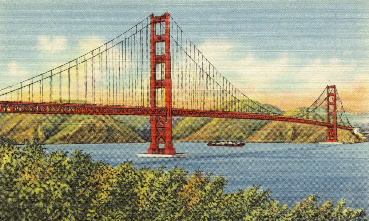 Greetings From Golden Gate Mural Wallpaper - pure wallpaper artwork