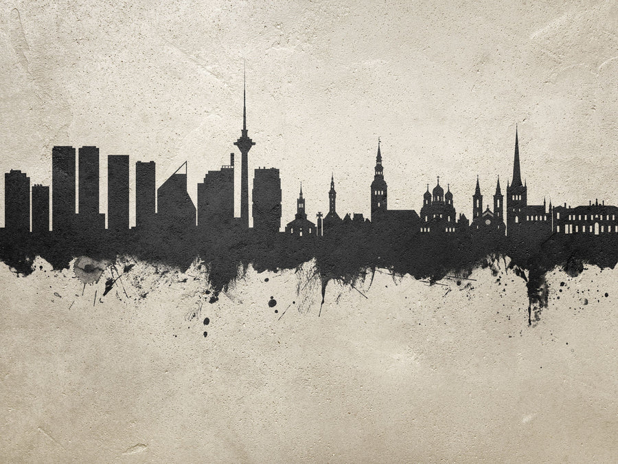 Tallinn Estonia Skyline Concrete Mural Wallpaper