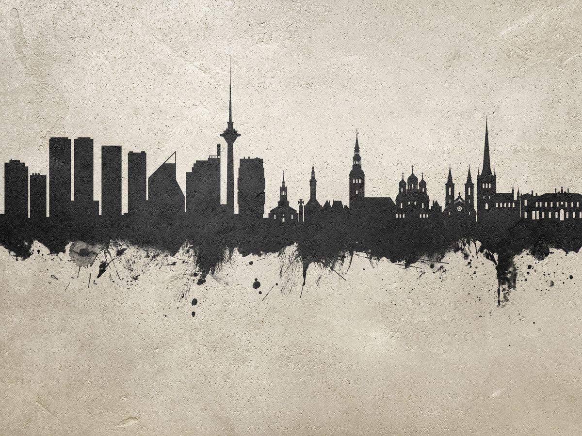 Tallinn Estonia Skyline Concrete Mural Wallpaper - pure wallpaper artwork
