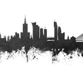 Warsaw Poland Skyline Black & White Mural Wallpaper - pure wallpaper artwork