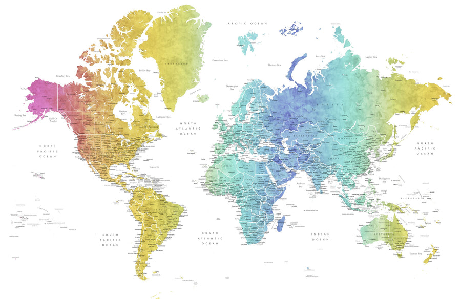 World Map Cities - Adrius Mural Wallpaper