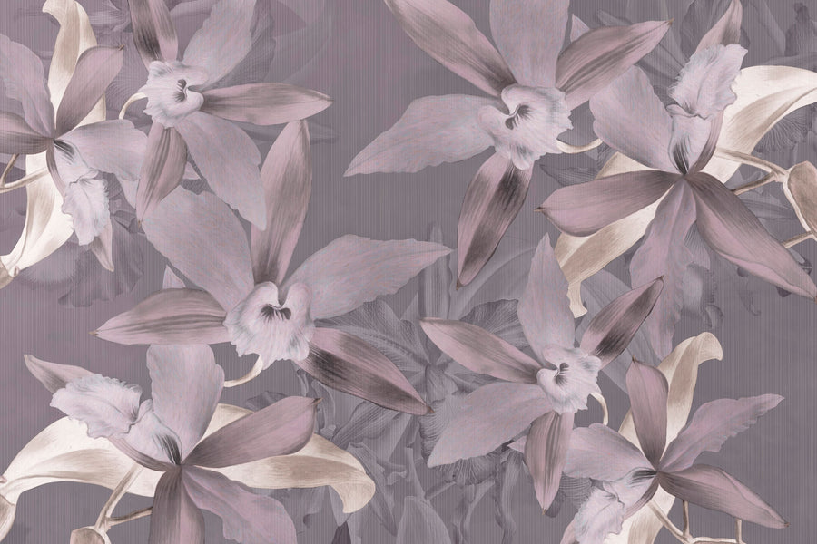 Big Orchids Purple Mural Wallpaper