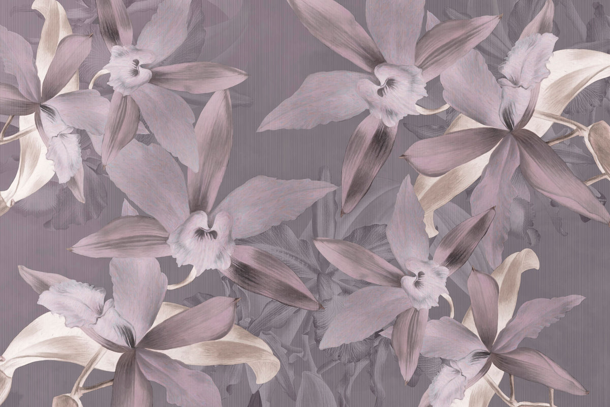 Big Orchids Purple Mural Wallpaper - pure wallpaper artwork