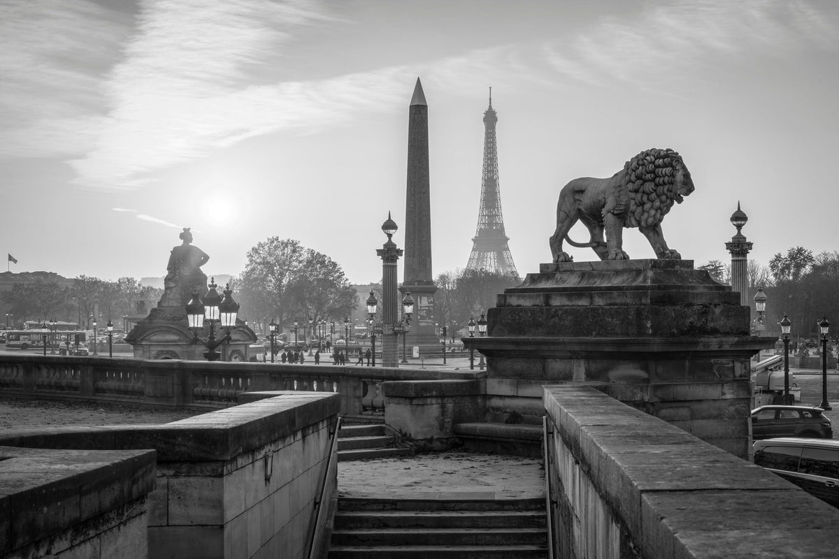 Place De La Concorde At Sunset BW Mural Wallpaper - pure wallpaper artwork