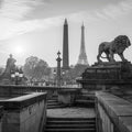 Place De La Concorde At Sunset BW Mural Wallpaper - pure wallpaper artwork