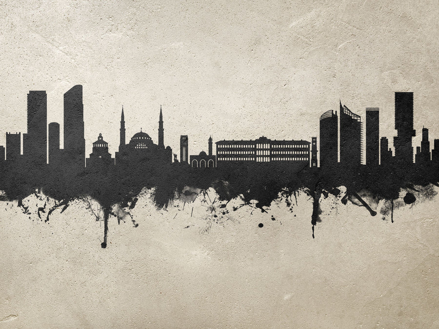 Beirut Lebanon Skyline Concrete Mural Wallpaper