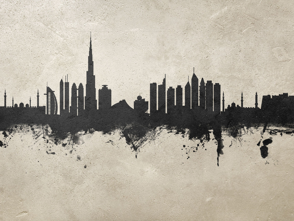 Dubai Skyline Concrete Mural Wallpaper - pure wallpaper artwork