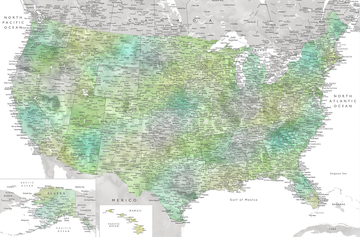 US Map Detailed - Oriole Mural Wallpaper - pure wallpaper artwork
