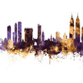 Mumbai Skyline India Bombay Purple & Gold Mural Wallpaper - pure wallpaper artwork