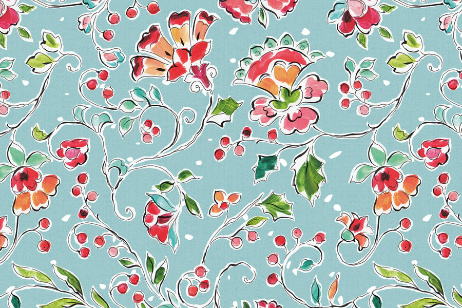 Holiday Wings VIII Blue Mural Wallpaper