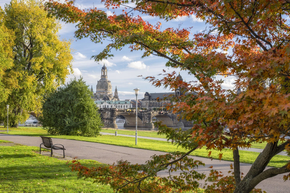Autumn Bridge Walk Mural Wallpaper - pure wallpaper artwork