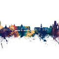 Rennes France Skyline Blue & Bronze Mural Wallpaper - pure wallpaper artwork