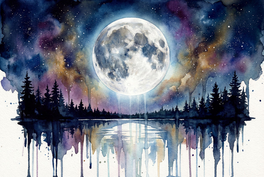 Forest Lake - Powerful Moon Series Mural Wallpaper