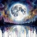 Forest Lake - Powerful Moon Series Mural Wallpaper - pure wallpaper artwork