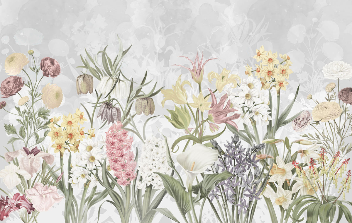 Happy Spring Flowers Mural Wallpaper - Edition 3 - pure wallpaper artwork