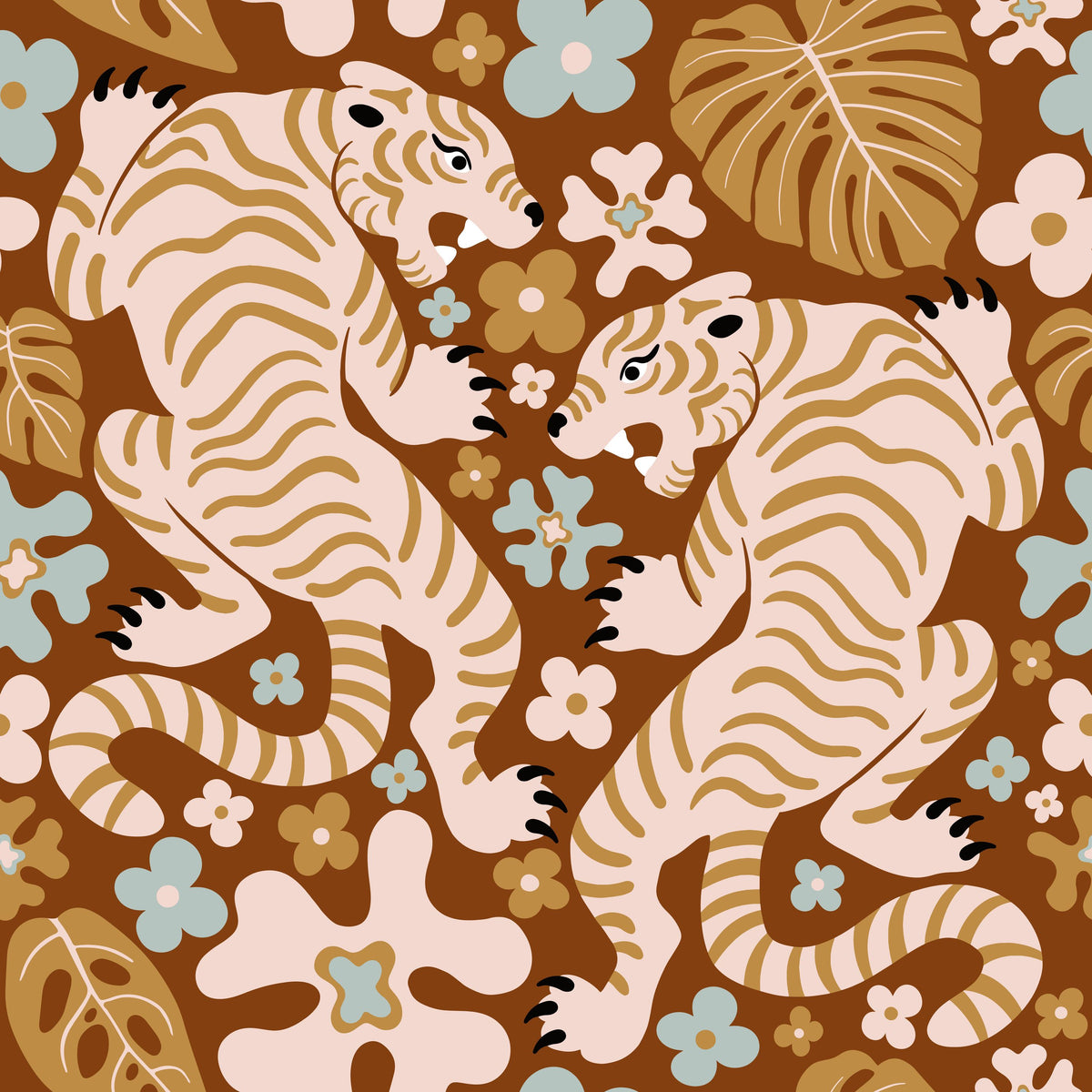 Otomi Cool Tigers, Earth Mural Wallpaper - pure wallpaper artwork