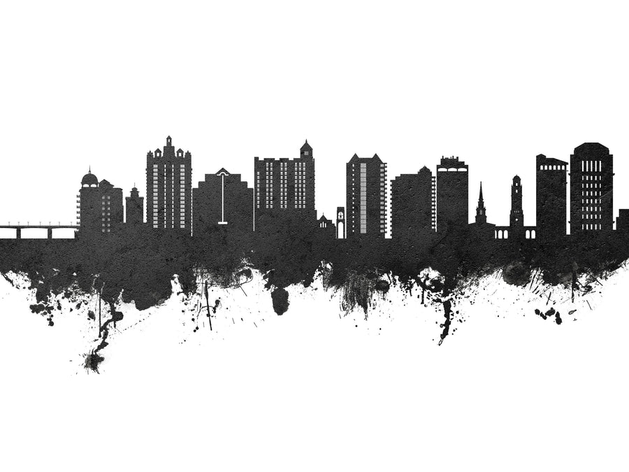 Sarasota Florida Skyline Black & White Mural Wallpaper