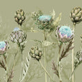 Artichoke Blooms, Pistachio Mural Wallpaper - pure wallpaper artwork