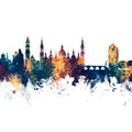 Zaragoza Spain Skyline Blue & Bronze Mural Wallpaper - pure wallpaper artwork