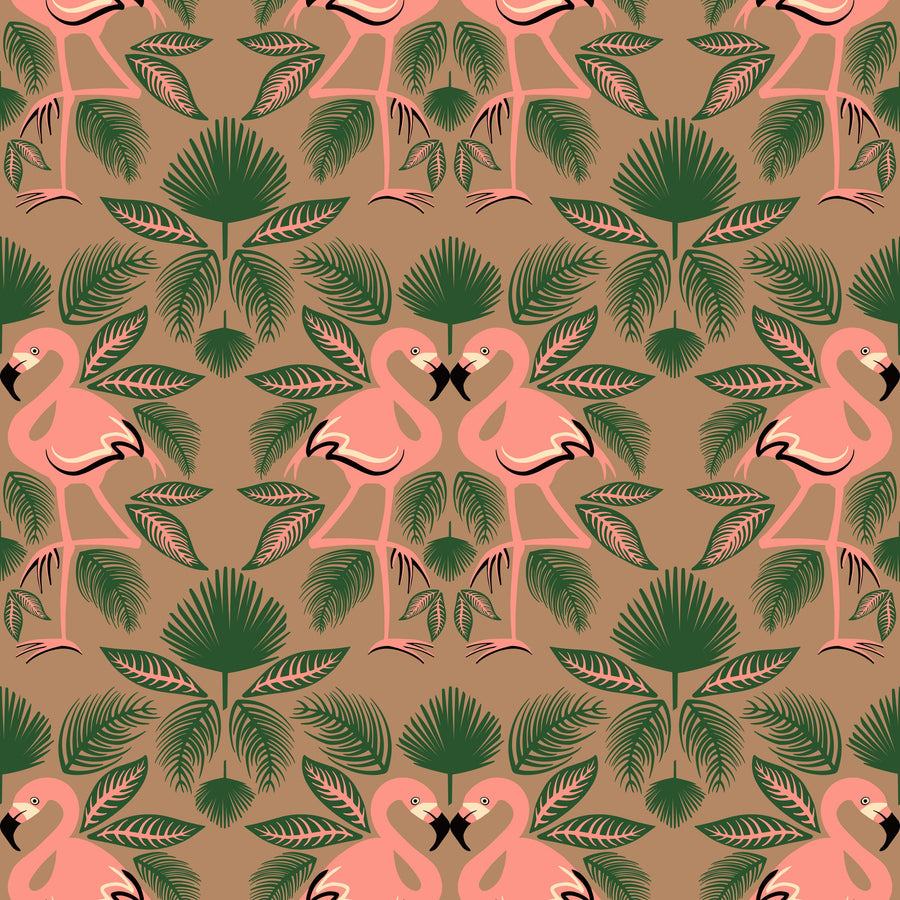 Flamingo Friends Mural Wallpaper - Red Tone