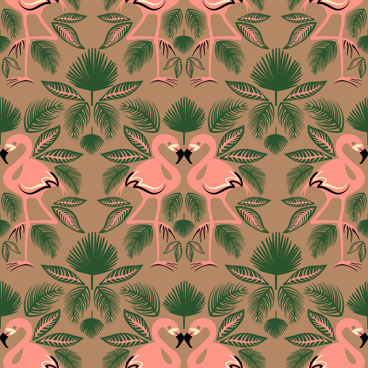 Flamingo Friends Mural Wallpaper - Red Tone - pure wallpaper artwork