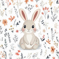 Rabbit Flowers Mural Wallpaper - pure wallpaper artwork