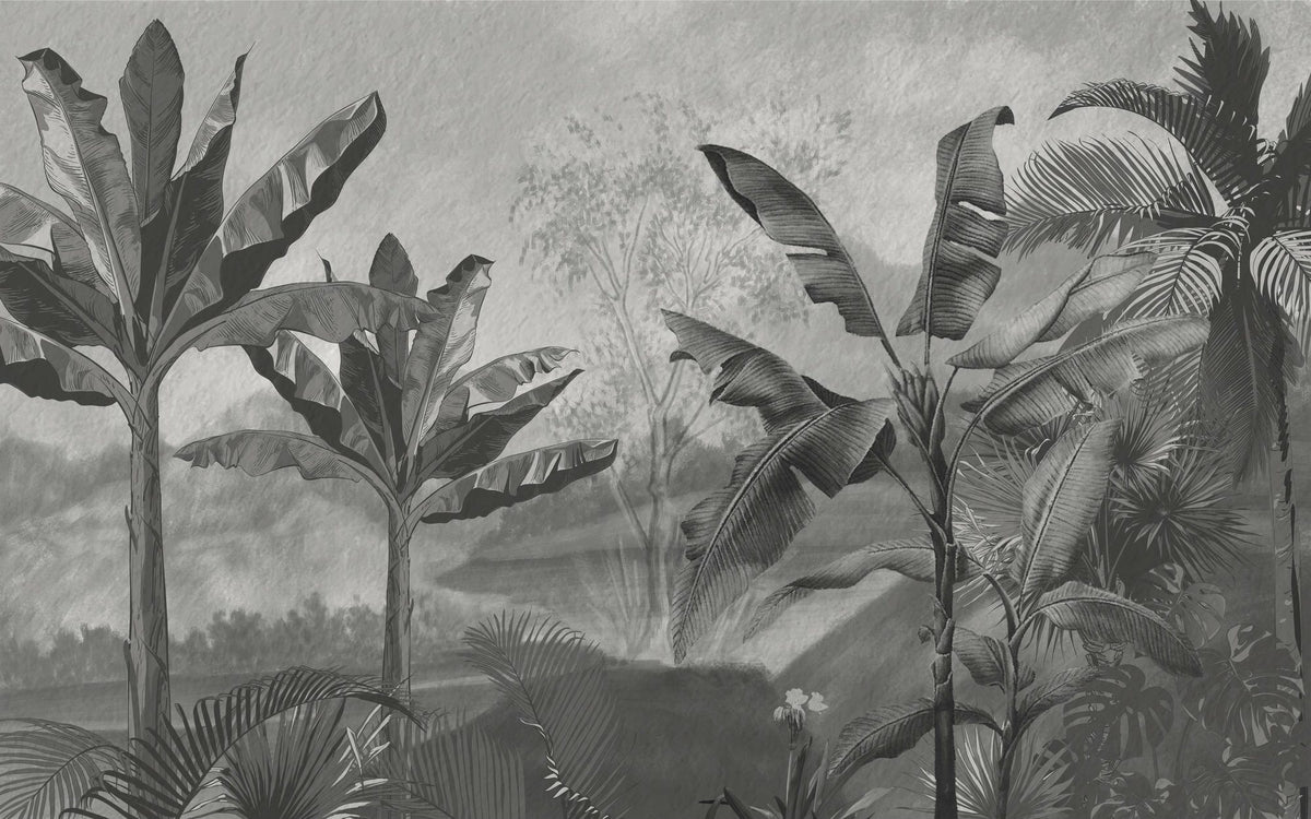 Tropical Banan Plant Sketch Mural Wallpaper - pure wallpaper artwork