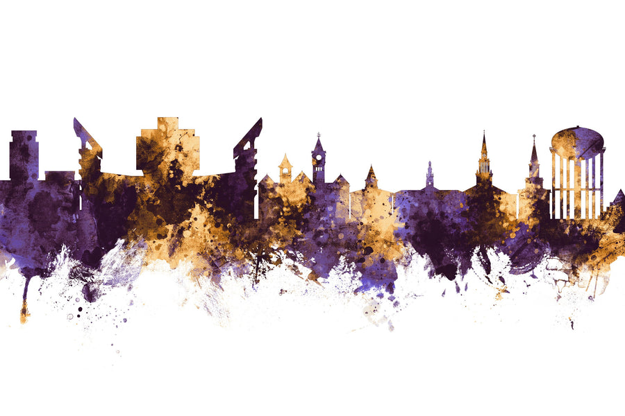 Auburn Alabama Skyline Purple & Gold Mural Wallpaper