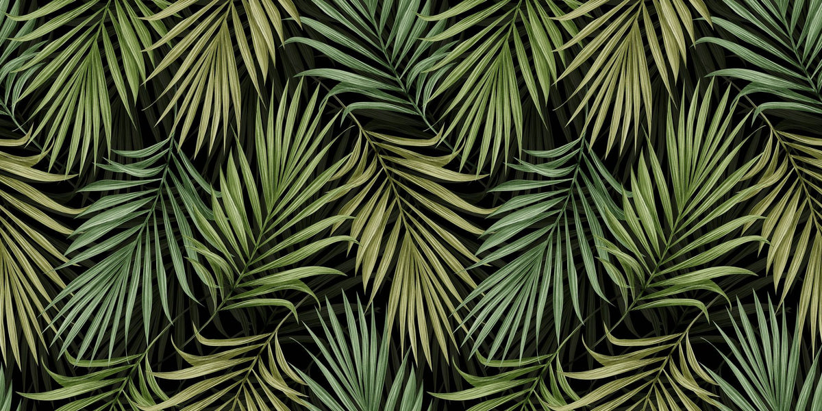 Bright Palms Pattern, Lush Green Mural Wallpaper - pure wallpaper artwork