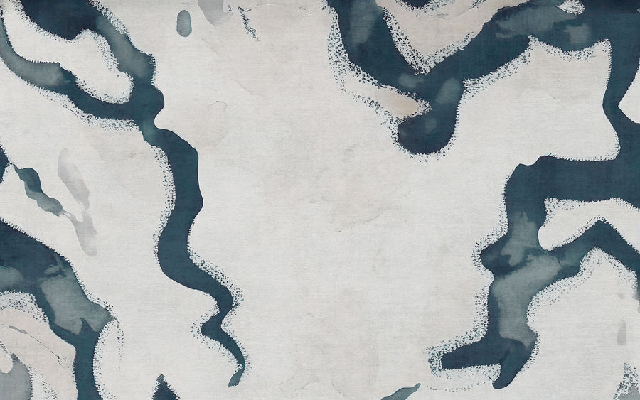 Abstract River Marks, Dark Teal Mural Wallpaper