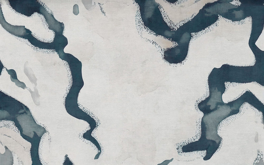 Abstract Wallpaper Mural – Modern Art Wall Mural – Abstract River Marks, Dark Teal printable artwork