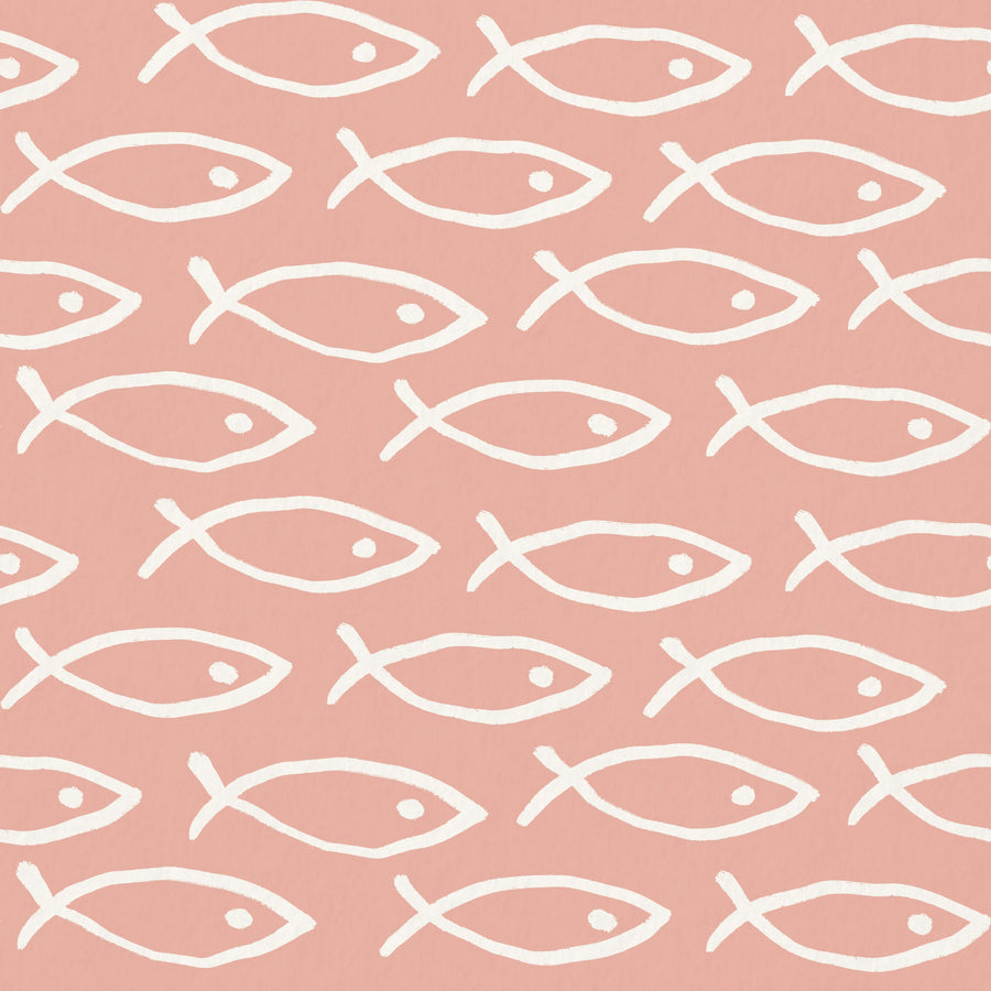 Seaside Fish Pink Mural Wallpaper