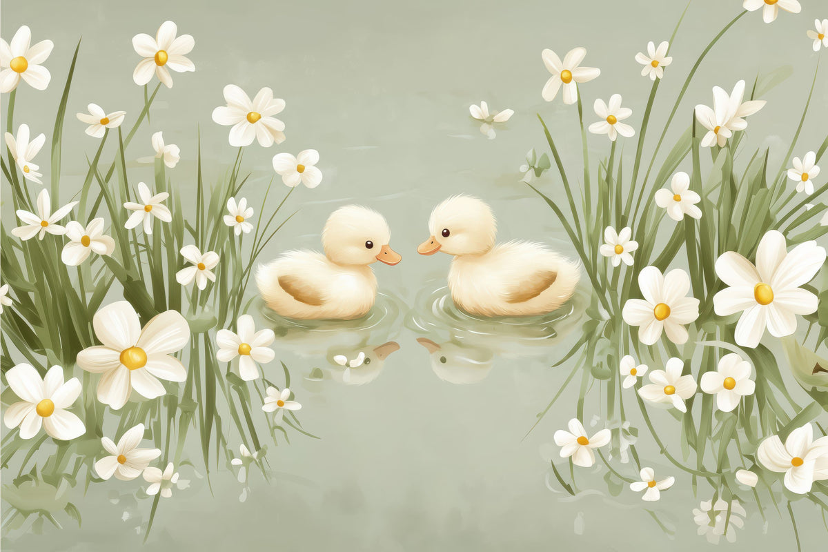 Endearing Ducklings Mural Wallpaper - pure wallpaper artwork