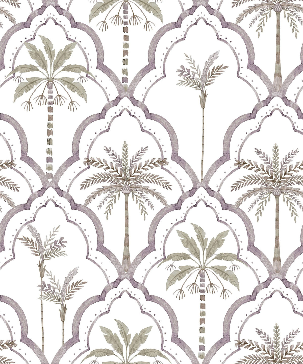 The Palm Lattice, Mauve & Khaki Mural Wallpaper - pure wallpaper artwork