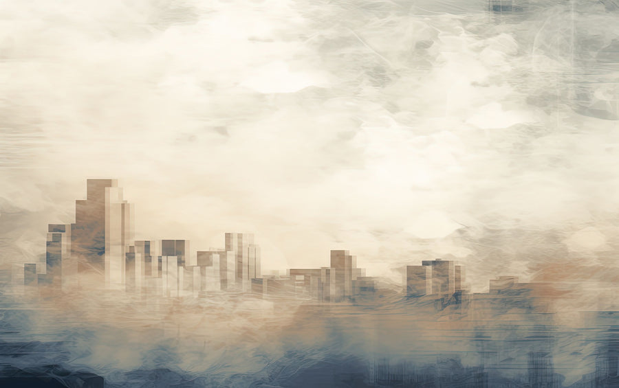 Foggy Cold Skyline Mural Wallpaper