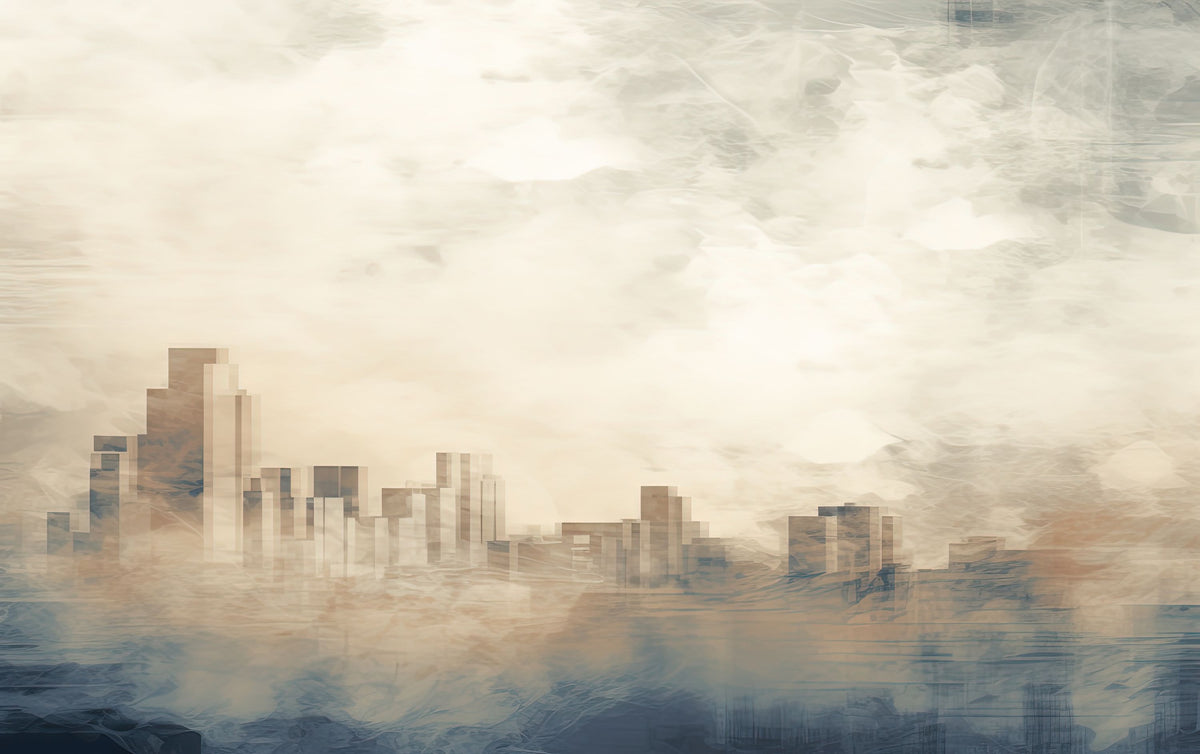 Foggy Cold Skyline Mural Wallpaper - pure wallpaper artwork