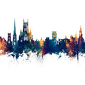 Worcester England Skyline Blue & Bronze Mural Wallpaper - pure wallpaper artwork
