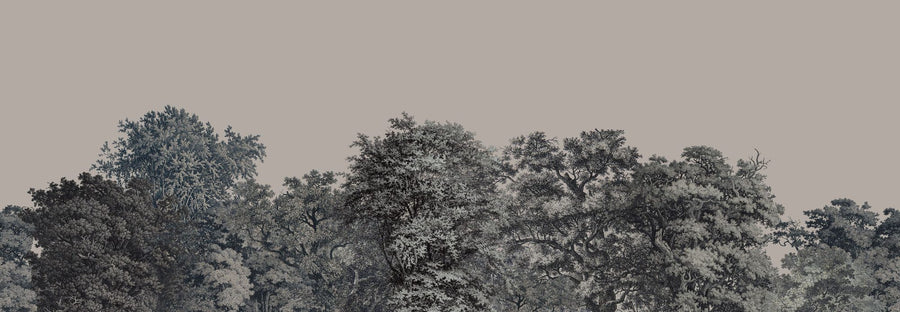 Forest Wallpaper Mural – Woodland Wall Mural – Over the Treetops, Bone printable artwork