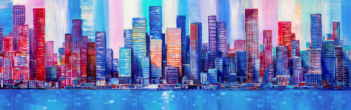 Chromatic Skyline Mural Wallpaper - pure wallpaper artwork