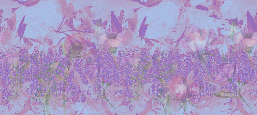 Dream Lupine, Washed Periwinkle Mural Wallpaper