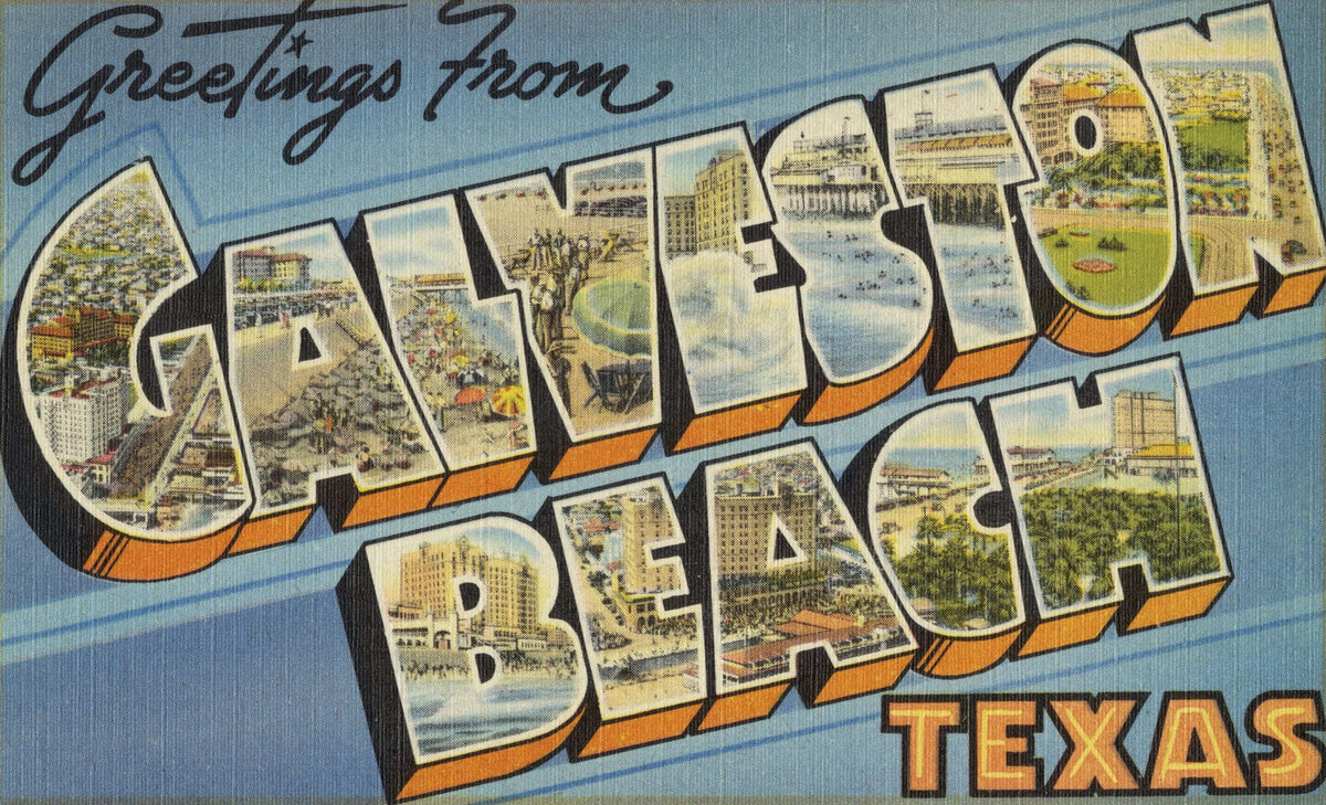 Greetings From Galveston Beach Mural Wallpaper - pure wallpaper artwork
