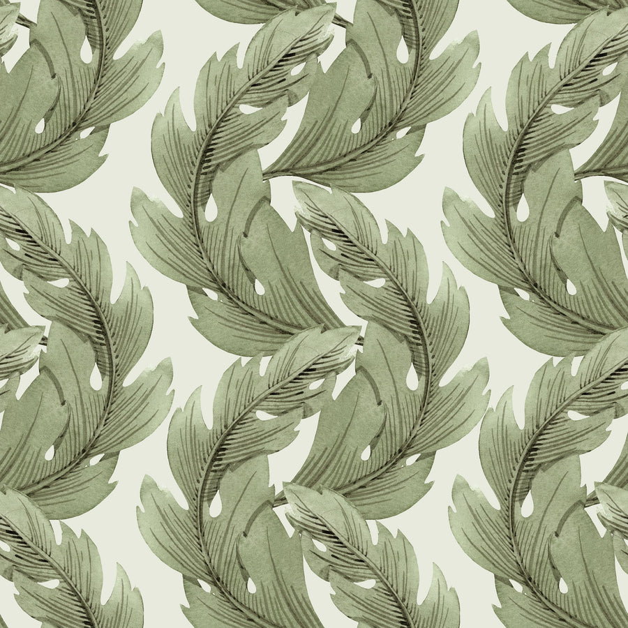 Verdant Plume, Olive Mural Wallpaper