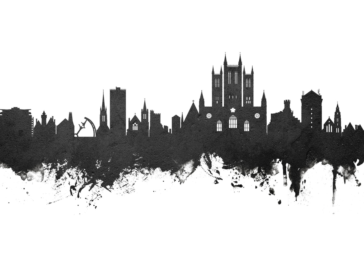 Lincoln England Skyline Black & White Mural Wallpaper - pure wallpaper artwork