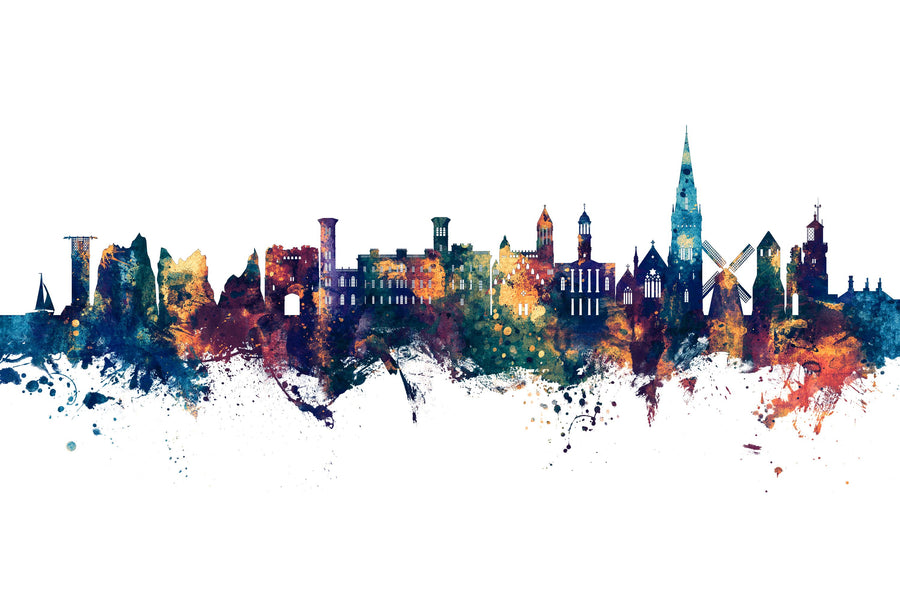 Isle of Wight England Skyline Blue & Bronze Mural Wallpaper