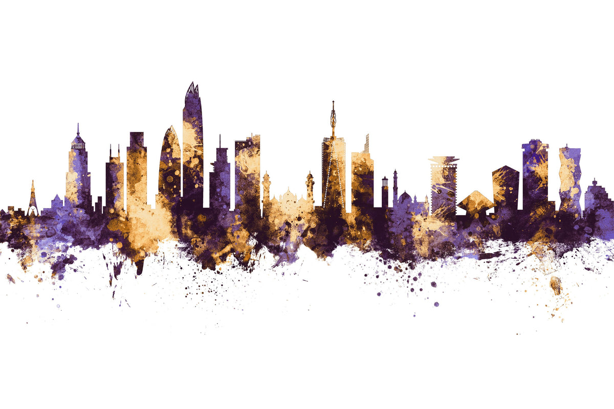 Nairobi Kenya Skyline Purple & Gold Mural Wallpaper - pure wallpaper artwork